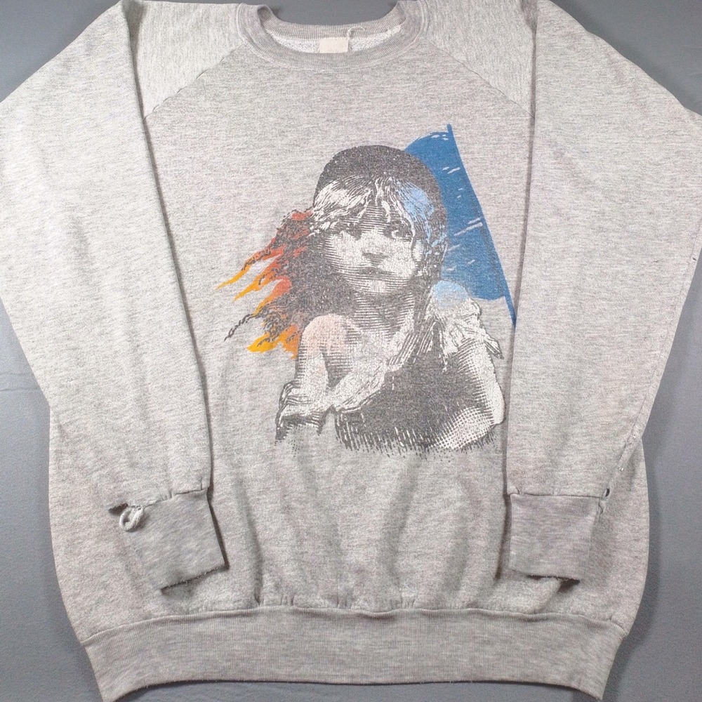 Vintage 1986 Les Miserables Cosette Sweatshirt Mens XL Gray Broadway Musical